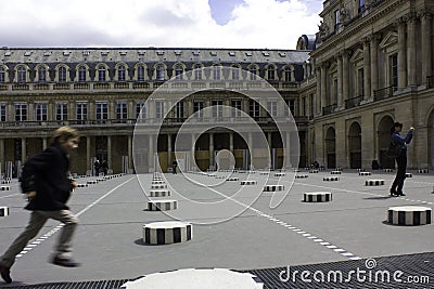 The Colonnes de Buren in Paris Editorial Stock Photo